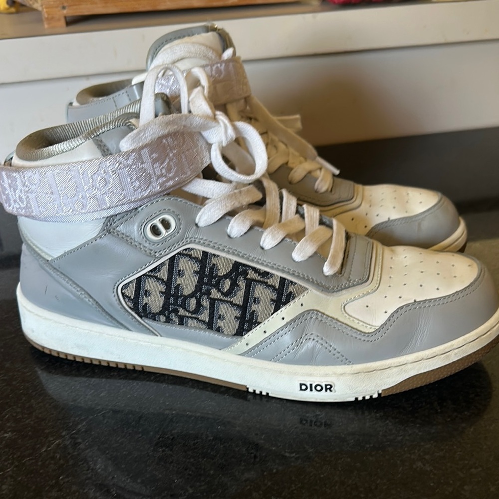 Dior High-Top Sneakers in Gray and White
